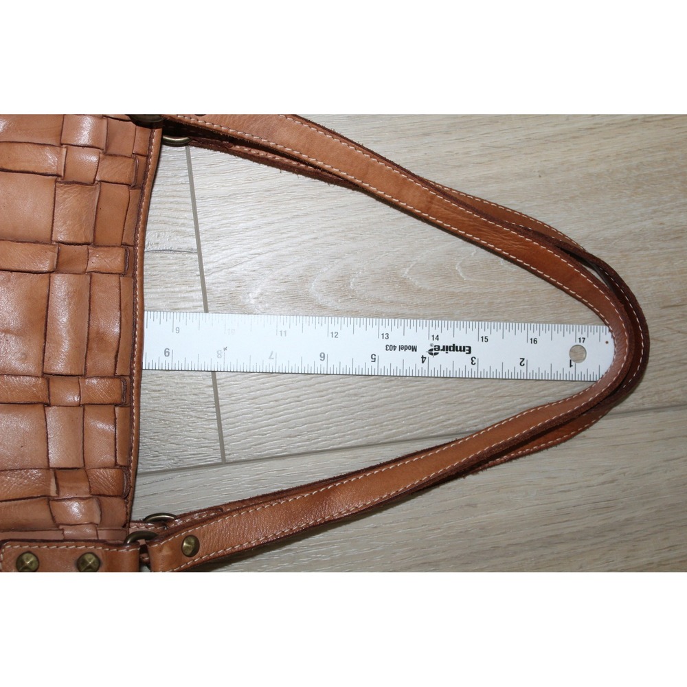 Costanza Rota Italian Leather Woven Tote Bag Tan Cognac Made in Italy Checker - Picture 11 of 12